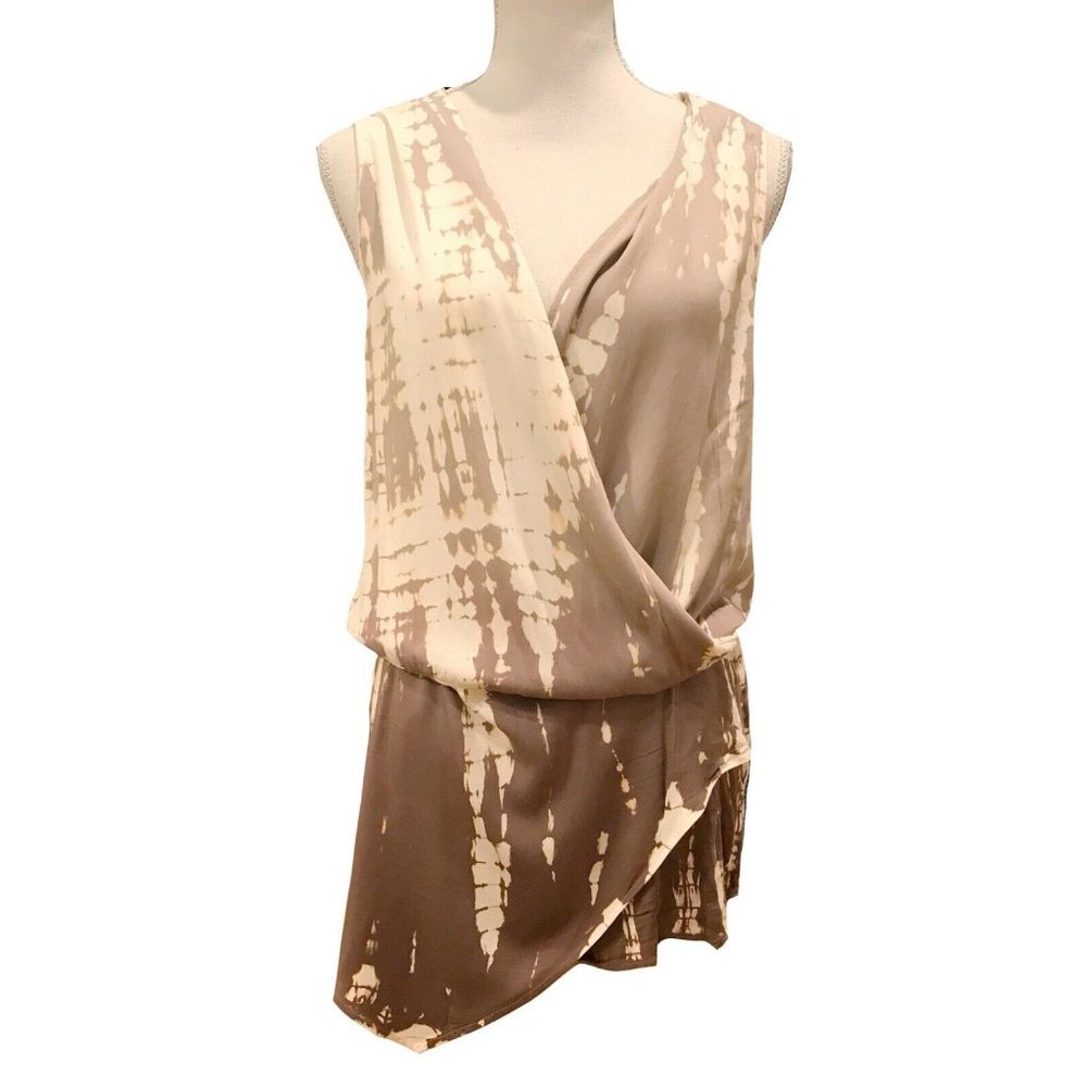 Young Fabulous & Broke Taupe and Cream Tie-Dye Draped Dress